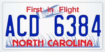 NC license plate ACD6384