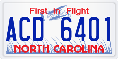 NC license plate ACD6401