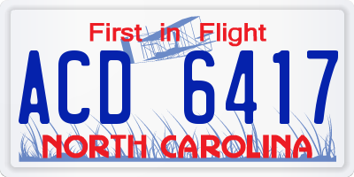 NC license plate ACD6417