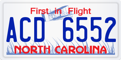 NC license plate ACD6552
