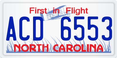 NC license plate ACD6553