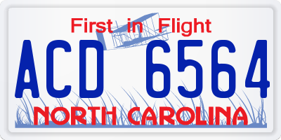 NC license plate ACD6564