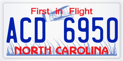 NC license plate ACD6950