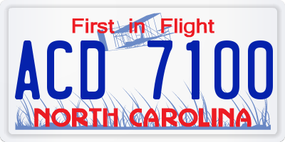 NC license plate ACD7100