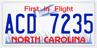 NC license plate ACD7235