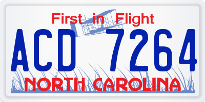 NC license plate ACD7264