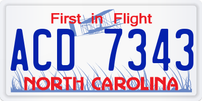 NC license plate ACD7343