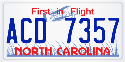 NC license plate ACD7357