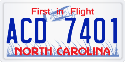 NC license plate ACD7401