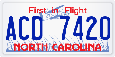 NC license plate ACD7420