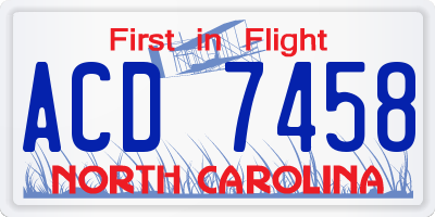 NC license plate ACD7458