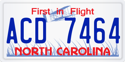 NC license plate ACD7464