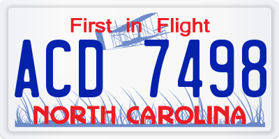 NC license plate ACD7498