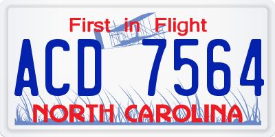 NC license plate ACD7564