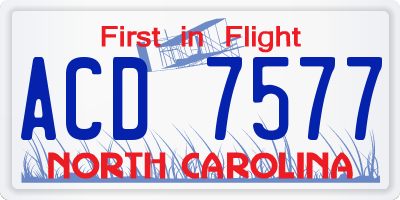 NC license plate ACD7577