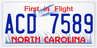 NC license plate ACD7589