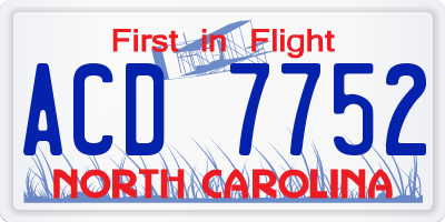 NC license plate ACD7752
