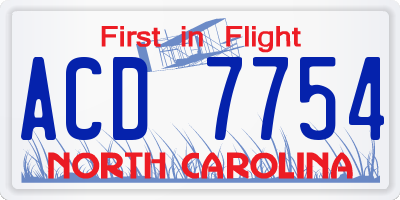 NC license plate ACD7754
