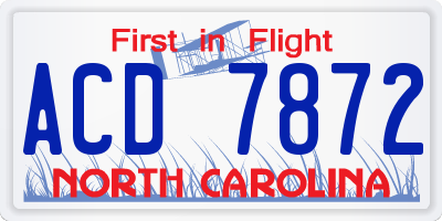 NC license plate ACD7872