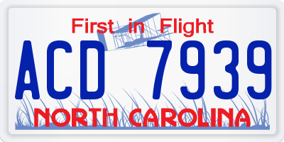 NC license plate ACD7939