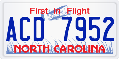 NC license plate ACD7952