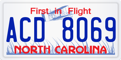 NC license plate ACD8069