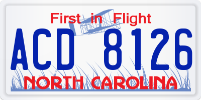 NC license plate ACD8126
