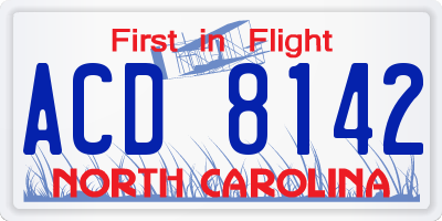 NC license plate ACD8142