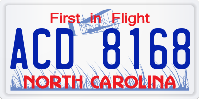 NC license plate ACD8168
