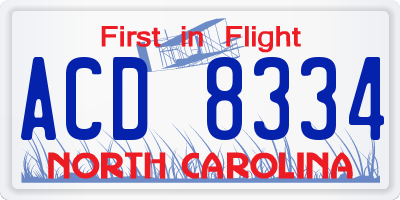 NC license plate ACD8334