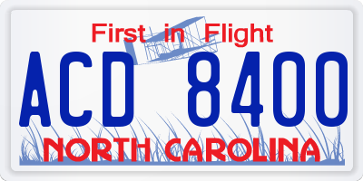 NC license plate ACD8400