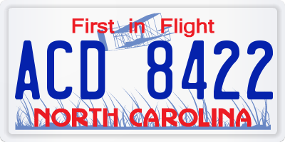 NC license plate ACD8422