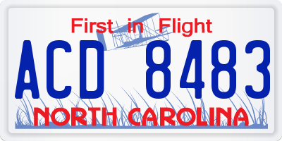 NC license plate ACD8483