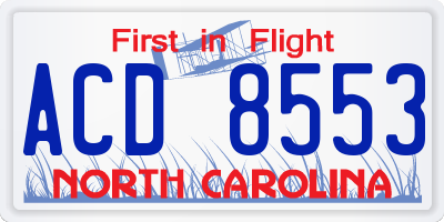 NC license plate ACD8553