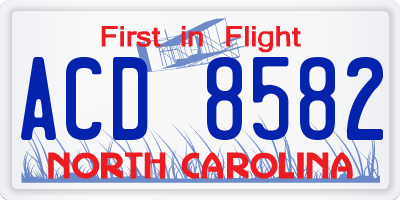 NC license plate ACD8582
