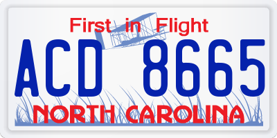 NC license plate ACD8665