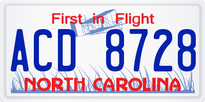 NC license plate ACD8728