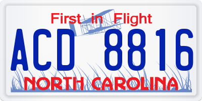 NC license plate ACD8816