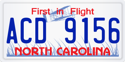 NC license plate ACD9156