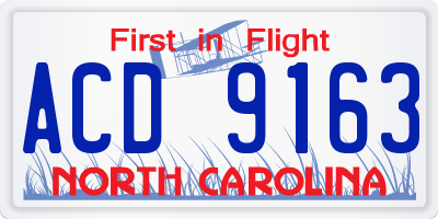 NC license plate ACD9163