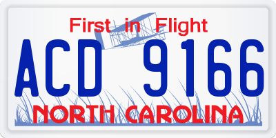NC license plate ACD9166