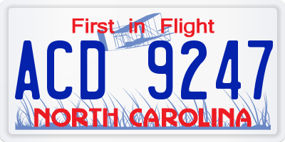NC license plate ACD9247