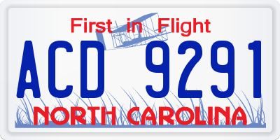 NC license plate ACD9291