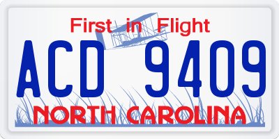 NC license plate ACD9409