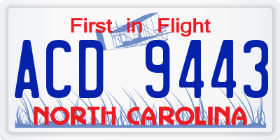 NC license plate ACD9443