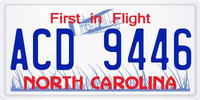 NC license plate ACD9446