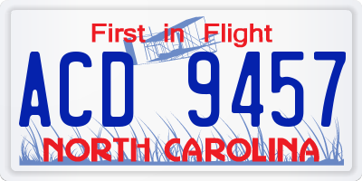 NC license plate ACD9457
