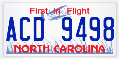 NC license plate ACD9498