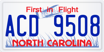 NC license plate ACD9508