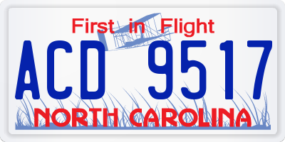 NC license plate ACD9517